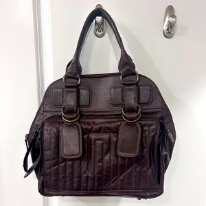 Kate Landry Chocolate Brown Quilted Leather Shoulder Bag